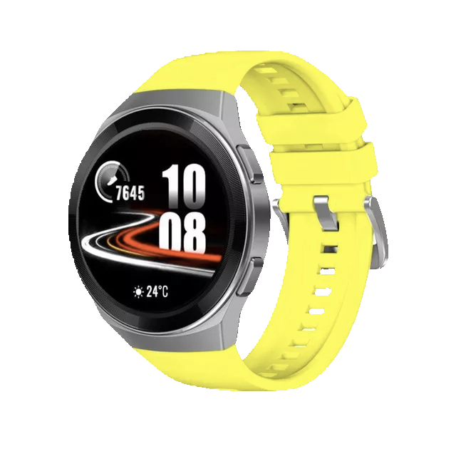(Huawei GT2e ONLY) Silicone band - Yellow - باند سيليكون مخصص لساعه هواوي جي تي٢ اي فقط لون اصفر 