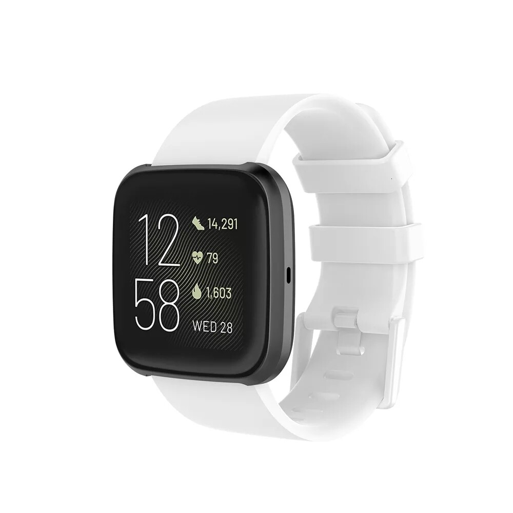 (Fitbit Versa 1/2/Lite ONLY) Silicone band - White - باند سيليكون مخصص لساعه فيرسا ١/٢/لايت ابيض 
