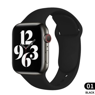 (38mm-40mm-41mm) Silicone Band Black - باند سيليكون ساده اسود 