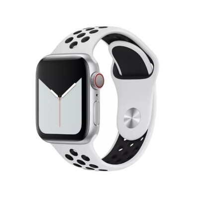 (42mm-44mm-45mm-46mm-49mm) Nike Sports Silicone band White&amp;Black - باند نايك سبورت سيليكون لون ابيض مع اسود 
