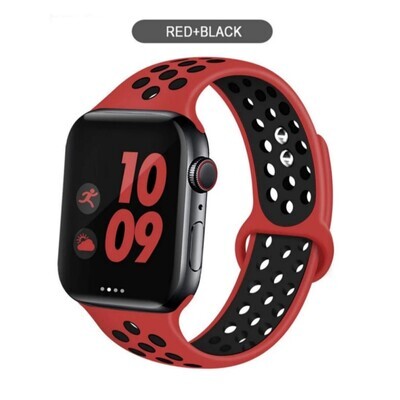 (38mm-40mm-41mm) Nike Sports Silicone band Red&amp;Black - باند نايك سبورت سيليكون لون احمر مع اسود 