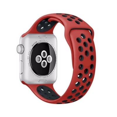 (42mm-44mm-45mm-46mm-49mm) Nike Sports Silicone band Red&amp;Black - باند نايك سبورت سيليكون لون احمر مع اسود 