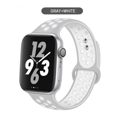 (38mm-40mm-41mm) Nike Sports Silicone band Grey&amp;White - باند نايك سبورت سيليكون لون رمادي مع أبيض 