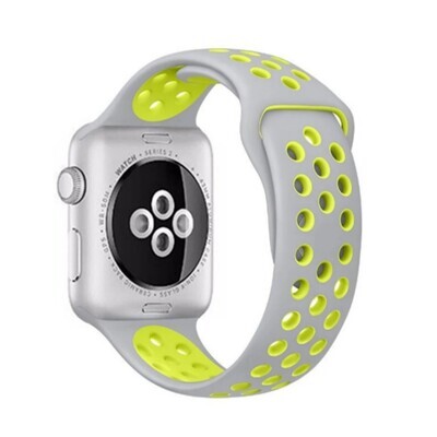 (38mm-40mm-41mm) Nike Sports Silicone band Grey&amp;Green - باند نايك سبورت سيليكون لون رمادي مع أخضر 