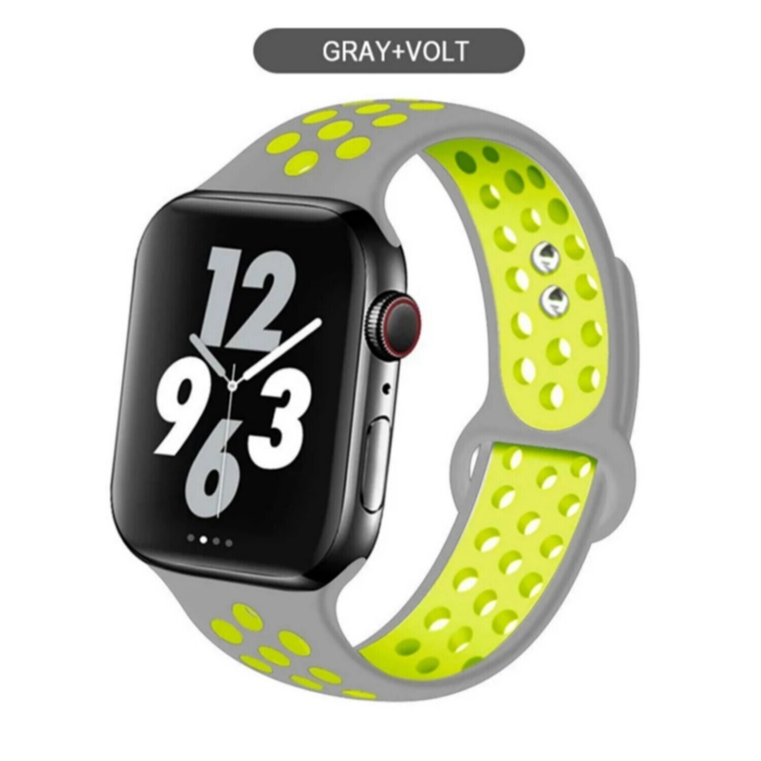 (38mm-40mm-41mm) Nike Sports Silicone band Grey&amp;Green - باند نايك سبورت سيليكون لون رمادي مع أخضر 