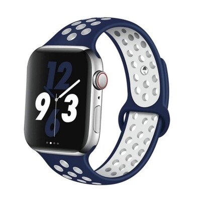 (38mm-40mm-41mm) Nike Sports Silicone band Blue&amp;White - باند نايك سبورت سيليكون لون ازرق مع أبيض 