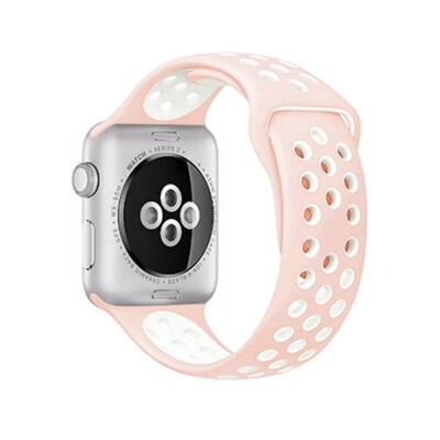 (38mm-40mm-41mm) Nike Sports Silicone band Pink&amp;White - باند نايك سبورت سيليكون لون وردي مع أبيض 