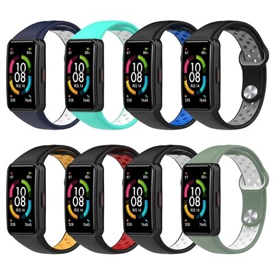 (Huawei Band 6 ONLY )Nike Sports Silicone band Black&amp;White - باند نايك سبورت سيليكون مخصص لساعه هواوي باند ٦ فقط اسود مع أبيض 