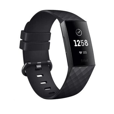 (Fitbit Charge 3/4/SE ONLY) Silicone band - Black - باند سيليكون مخصص لساعات فت بت تشارج ٣/٤/اس اي لون اسود 