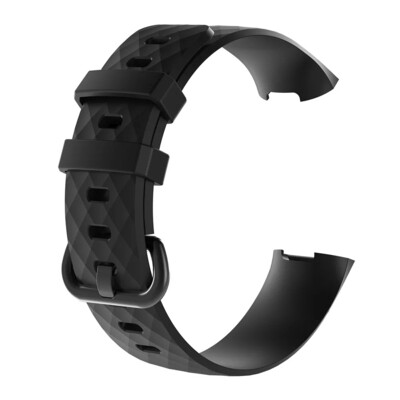 (Fitbit Charge 3/4/SE ONLY) Silicone band - Black - باند سيليكون مخصص لساعات فت بت تشارج ٣/٤/اس اي لون اسود 