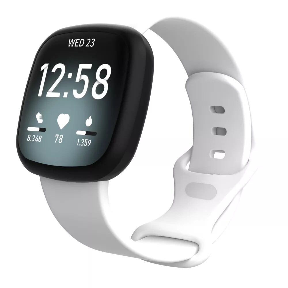 (Fitbit Versa 3/4/ Sense1/2 ONLY) Silicone band - White - باند سيليكون مخصص لساعه فيرسا ٣ و ٤ و فت بت سينس ١ و ٢ ابيض