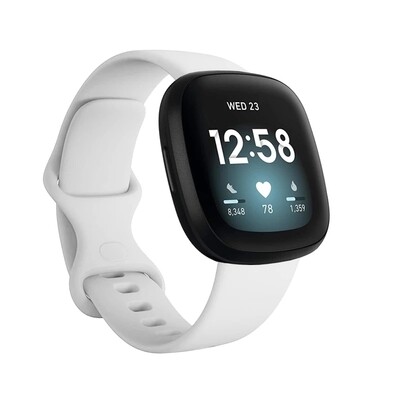 (Fitbit Versa 3/4/ Sense1/2 ONLY) Silicone band - White - باند سيليكون مخصص لساعه فيرسا ٣ و ٤ و فت بت سينس ١ و ٢ ابيض
