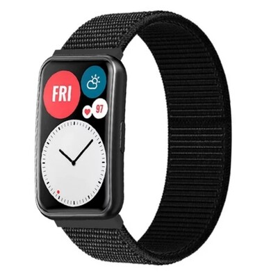 (Huawei Fit 1 &amp; 2 &amp; 3 &amp; 4/Pro) Fabric Band Black - باند خام أسود