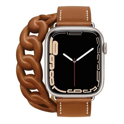 (42mm-44mm-45mm-49mm) Hermes Camel Leather double tour Band new design - تصميم جديد جلد هرميز دبل بني فاتح