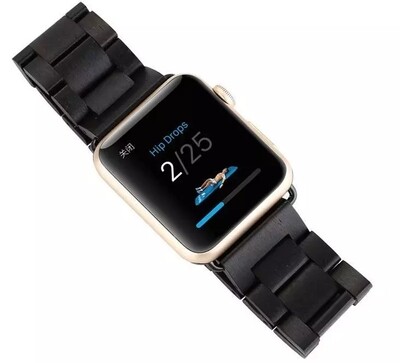 (42mm-44mm-45mm-46mm-49mm) Wooden Black Band - باند مصنوع من الخشب لساعات ابل لون اسود 
