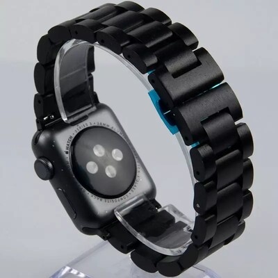 (38mm-40mm-41mm) Wooden Black Band - باند مصنوع من الخشب لساعات ابل لون اسود 