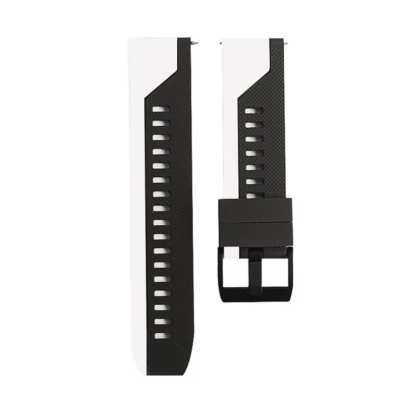(20mm) Silicone 2 Colors sports band White&amp;Black -  باند سيليكون رياضي لونين أبيض مع اسود 