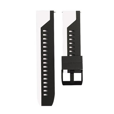 (20mm) Silicone 2 Colors sports band White&amp;Black -  باند سيليكون رياضي لونين أبيض مع اسود 