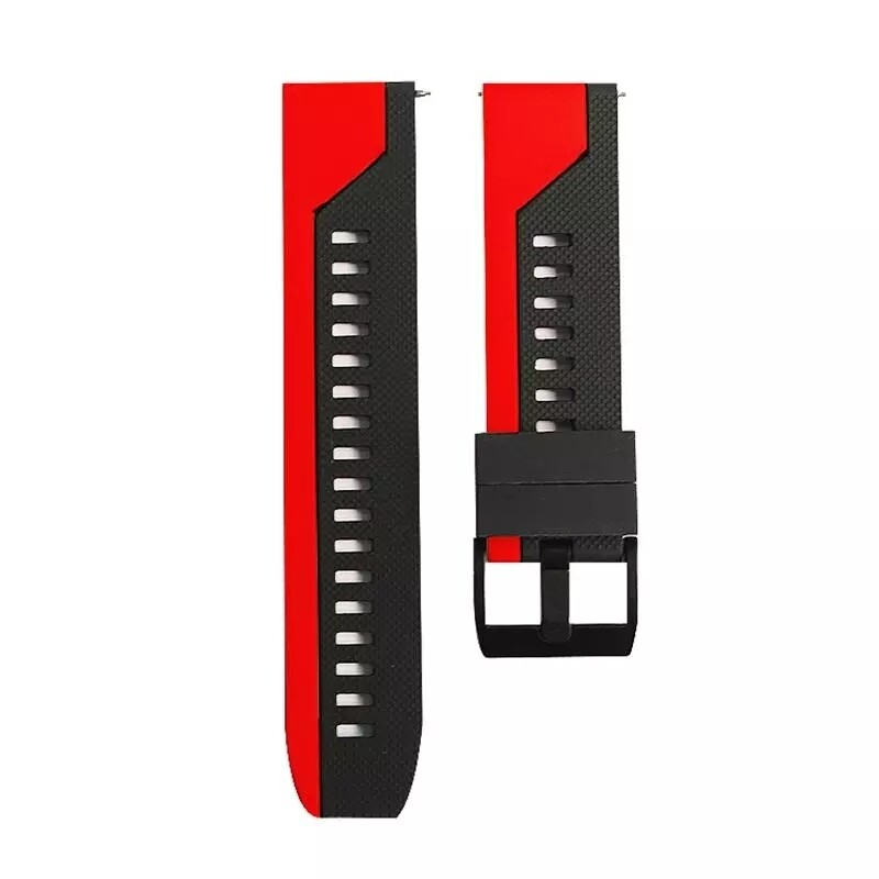 (20mm) Silicone 2 Colors sports band Red&amp;Black -  باند سيليكون رياضي لونين احمر مع اسود 