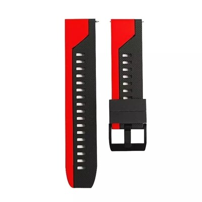 (20mm) Silicone 2 Colors sports band Red&amp;Black -  باند سيليكون رياضي لونين احمر مع اسود 
