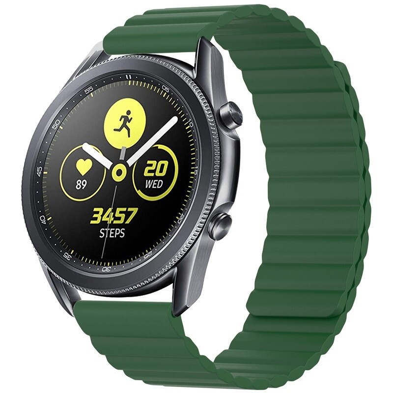 (22mm) Single color silicone magnatic band Full Green - باند سيليكون مغناطيس لون أخضر كامل
