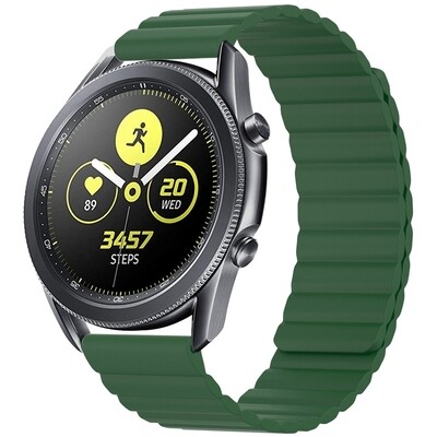 (22mm) Single color silicone magnatic band Full Green - باند سيليكون مغناطيس لون أخضر كامل