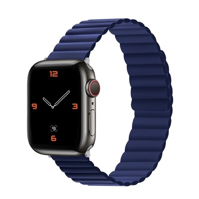 (38mm-40mm-41mm) Single color silicone magnatic band Full Blue - باند سيليكون مغناطيس لون كحلي كامل 