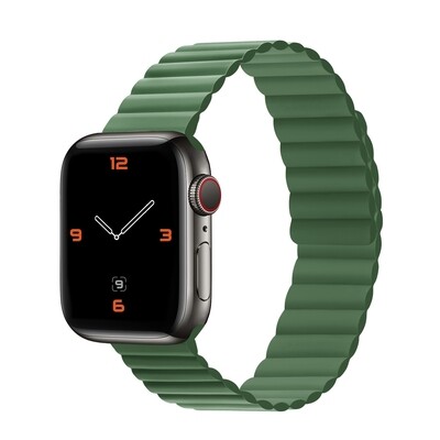 (42mm-44mm-45mm-49mm) Single color silicone magnatic band Full Green - باند سيليكون مغناطيس لون أخضر كامل 
