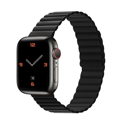 (42mm-44mm-45mm-49mm) Single color silicone magnatic band Full Black - باند سيليكون مغناطيس لون اسود كامل 