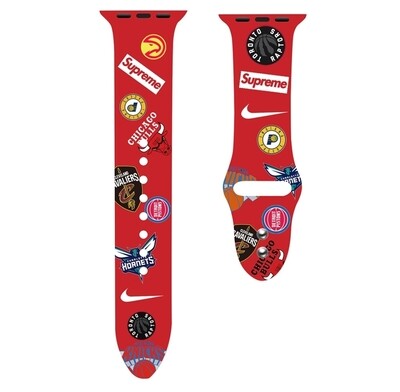 (38mm-40mm-41mm) Silicone Band Different marks Red - باند سيليكون رسومات مختلفه لون احمر 
