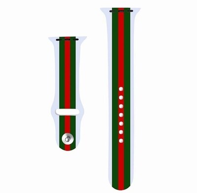 (42mm-44mm-45mm-46mm-49mm) Green Red pattern Silicone Band  - باند سيليكون احمر مع أخضر 