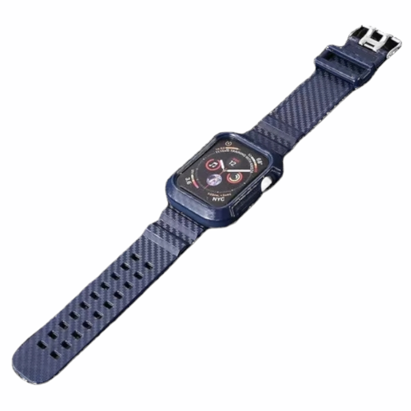 (44mm-42mm) Carbon fiber band with cover Blue - باند مع كفر كاربون فايبر 