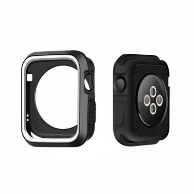 (42mm ONLY) Silicone NIKE Sport with cover Black&amp;White- باند نايك سبورت سيليكون مع كفر 
