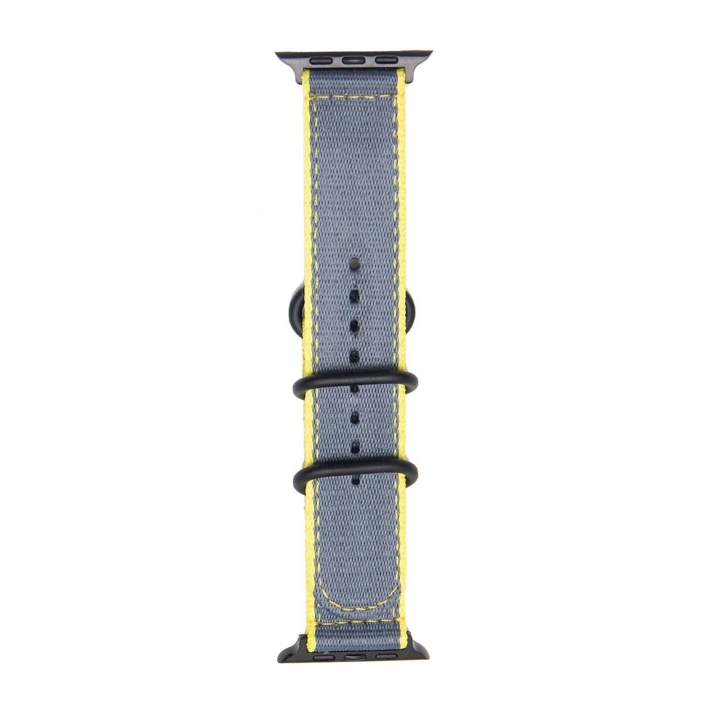 (42mm-44mm-45mm-49mm) Fabric Grey&amp;Yellow Band - باند خام رمادي مع أصفر 