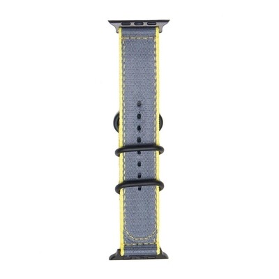(42mm-44mm-45mm-49mm) Fabric Grey&amp;Yellow Band - باند خام رمادي مع أصفر 