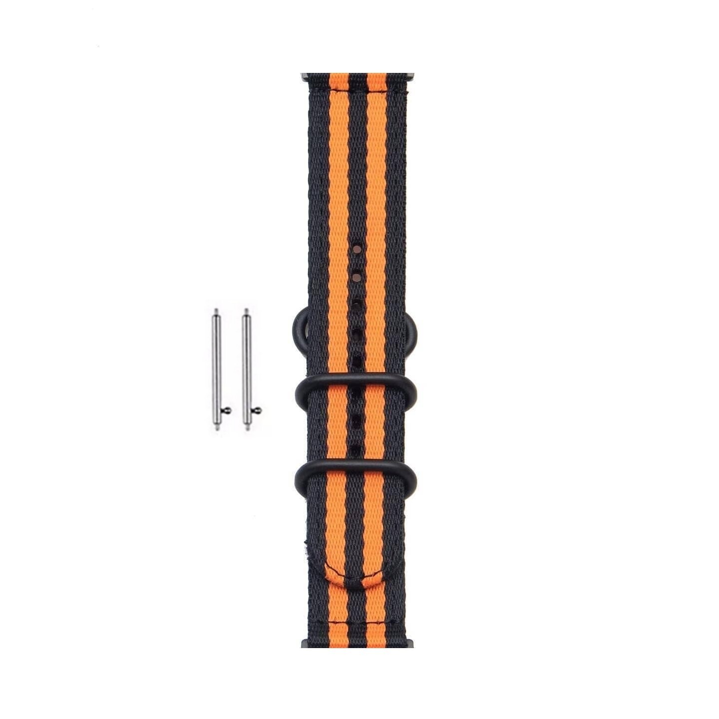 (22mm) Fabric Black&amp;Orange Band - باند خام اسود مع برتقالي 