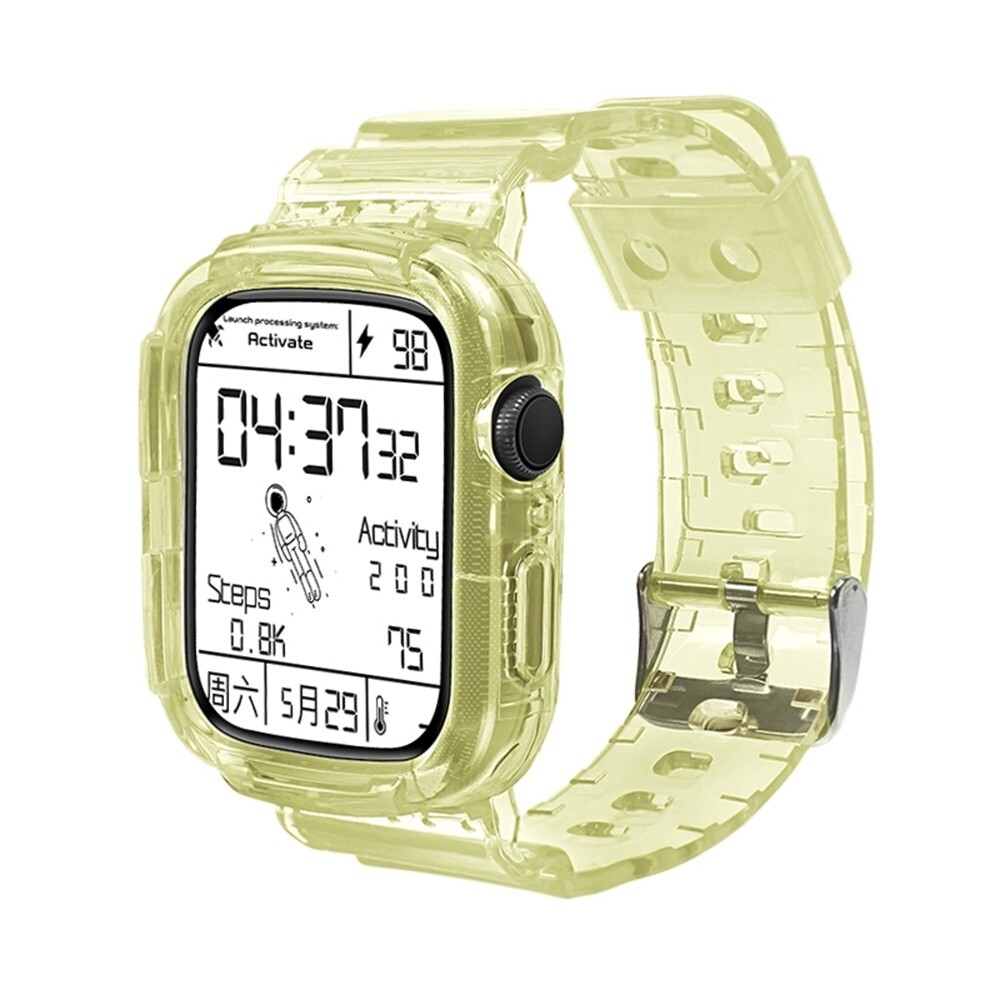 (44mm-42mm) Clear band with cover Lemonade - باند مع كفر شفاف ليموني