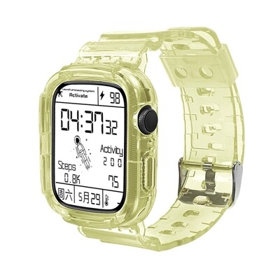 (44mm-42mm) Clear band with cover Lemonade - باند مع كفر شفاف ليموني