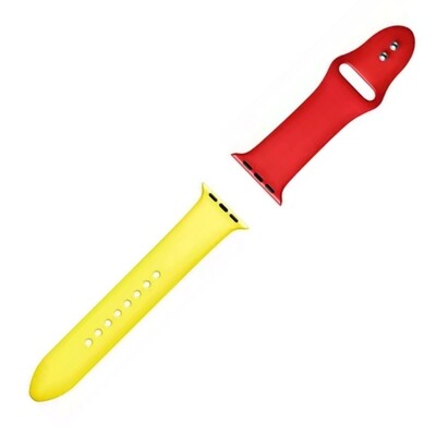(38mm-40mm-41mm) Silicone Band mix colors Red&amp;Yellow- باند سيليكون مكس الوان احمر مع اصفر
