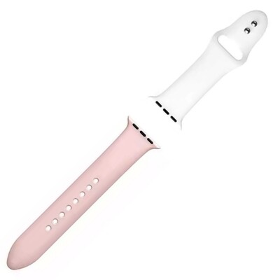 (38mm-40mm-41mm) Silicone Band mix colors Pink&amp;White- باند سيليكون مكس الوان وردي مع أبيض 