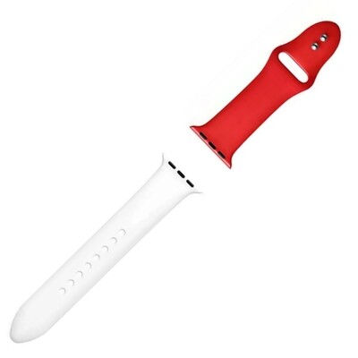 (38mm-40mm-41mm) Silicone Band mix colors Red&amp;White- باند سيليكون مكس الوان احمر مع أبيض 