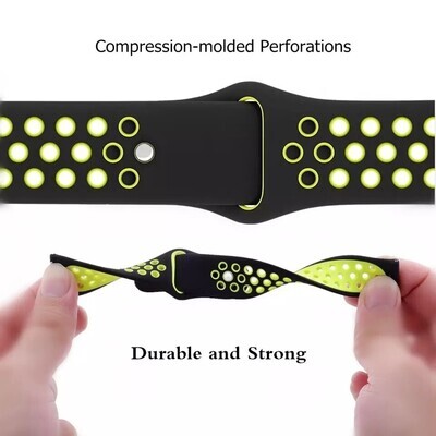 (20mm) Nike Sports Silicone band Black&amp;Green - باند نايك سبورت سيليكون لون اسود مع أخضر 