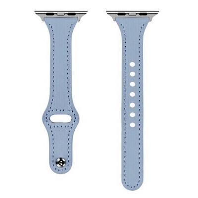 (42mm-44mm-45mm-49mm) Slim Leather band Light blue - باند جلد ضعيف سماوي 