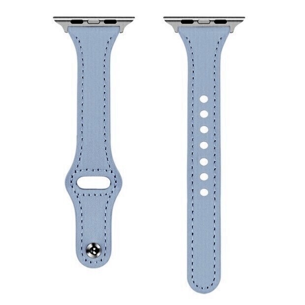 (42mm-44mm-45mm-49mm) Slim Leather band Light blue - باند جلد ضعيف سماوي 