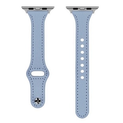 (38mm-40mm-41mm) Slim Leather band Light blue - باند جلد ضعيف سماوي 