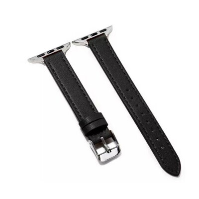 (42mm-44mm-45mm-49mm) New Slim Leather band Black - باند جلد ضعيف تسكيره مسمار اسود 