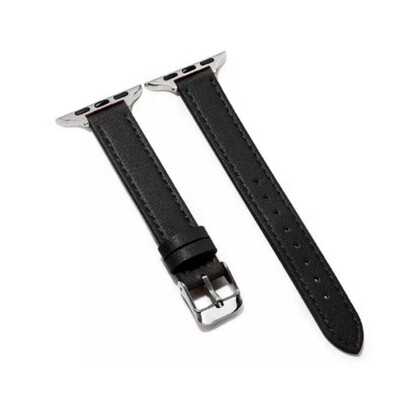 (38mm-40mm-41mm) New Slim Leather band Black - باند جلد ضعيف تسكيره مسمار اسود 