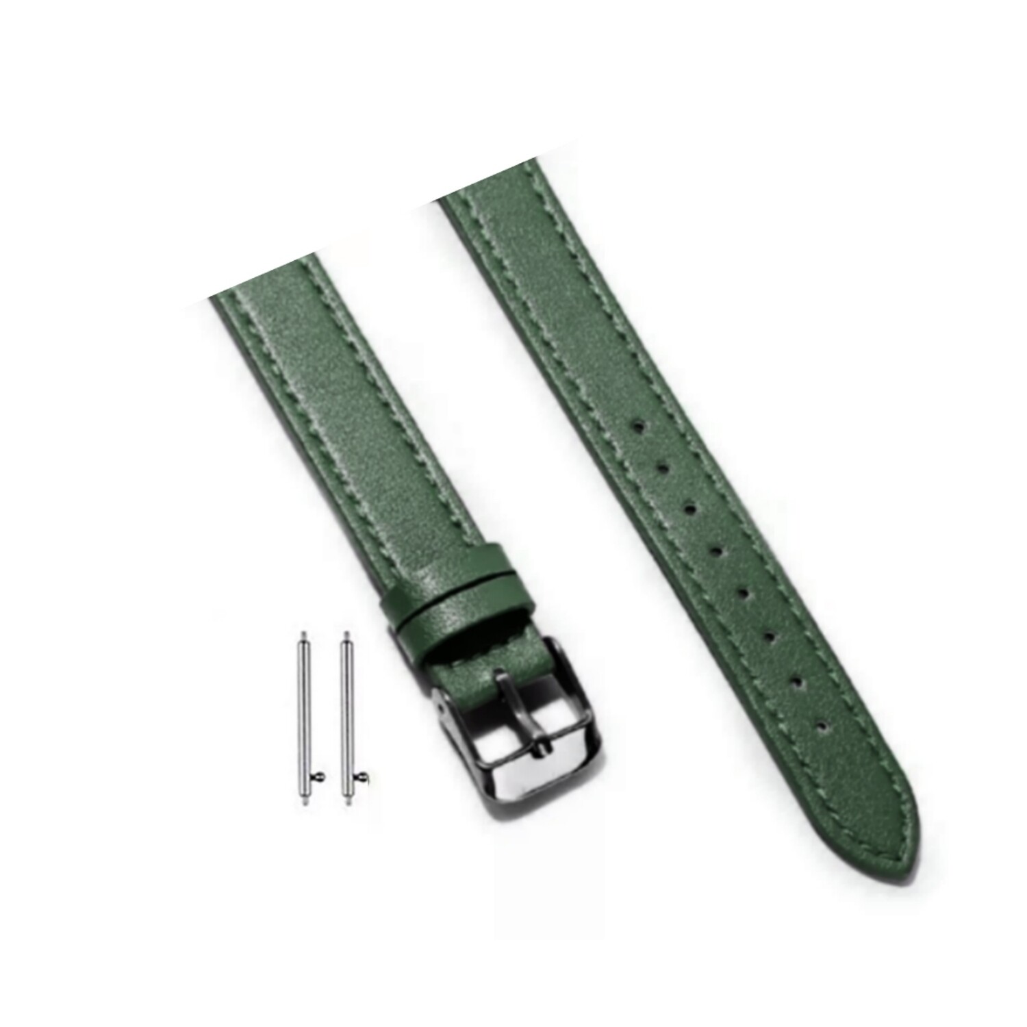 (22mm) New Slim Leather band Dark Green - باند جلد ضعيف تسكيره مسمار زيتي 