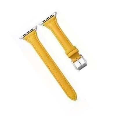(38mm-40mm-41mm) New Slim Leather band Yellow - باند جلد ضعيف تسكيره مسمار اصفر 