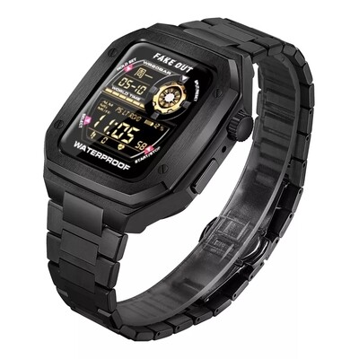 (Size 45mm ONLY ) Rolex steel full cover with band Black - باند مع كفر معدن كامل أسود 